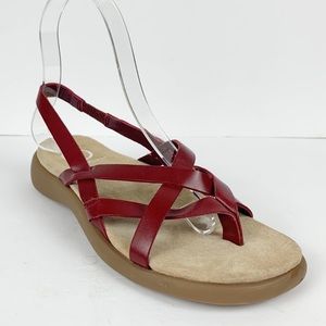 Rockport Red Leather Strappy Thong Sandals